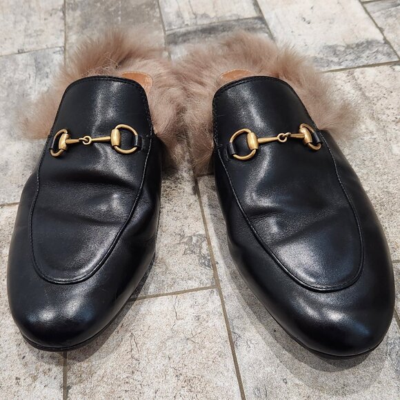 Gucci Black Princetown Slides, Authentic - Picture 1 of 9